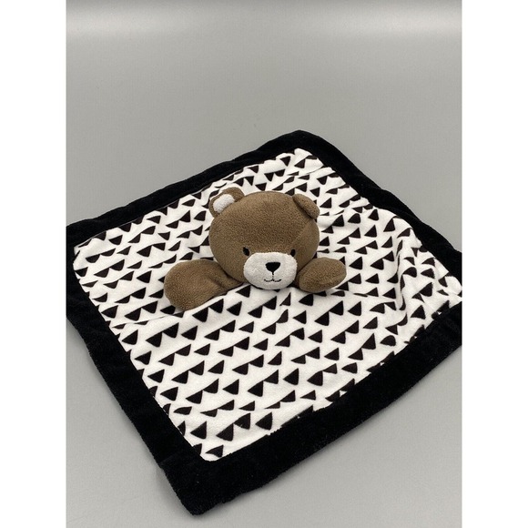 Levtex Baby Teddy Bear Lovey Plush Black And White Triangles Security Blanket - Picture 1 of 6